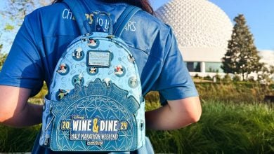 Loungefly backpack on someone's back at EPCOT