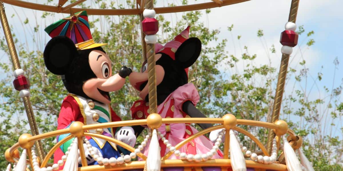 Mickey Mouse and Minnie Mouse in the Festival of Fantasy Parade at Magic Kingdom
