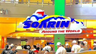 entrance sign for Soarin' Around the World in Disney World's EPCOT park
