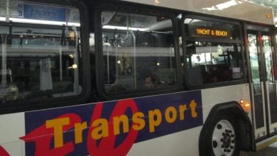 A Walt Disney World Transport bus bound for Yacht & Beach Club.