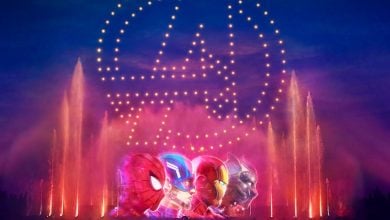Concept art for a Marvel section of Disney Cascade of Lights.