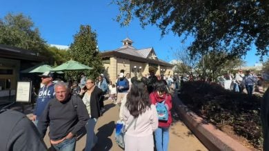 Crowds in the World Showcase on the opening day of the 2025 EPCOT international Festival of the Holidays