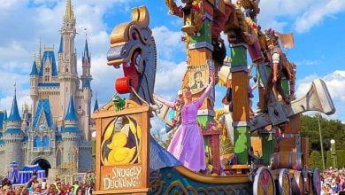 Rapunzel during the Festival of Fantasy Parade at Magic Kingdom Park.