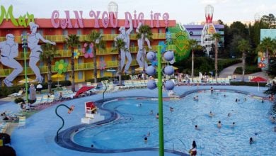 Overlooking the Hippy Dippy Pool at Disney's Pop Century Resort.
