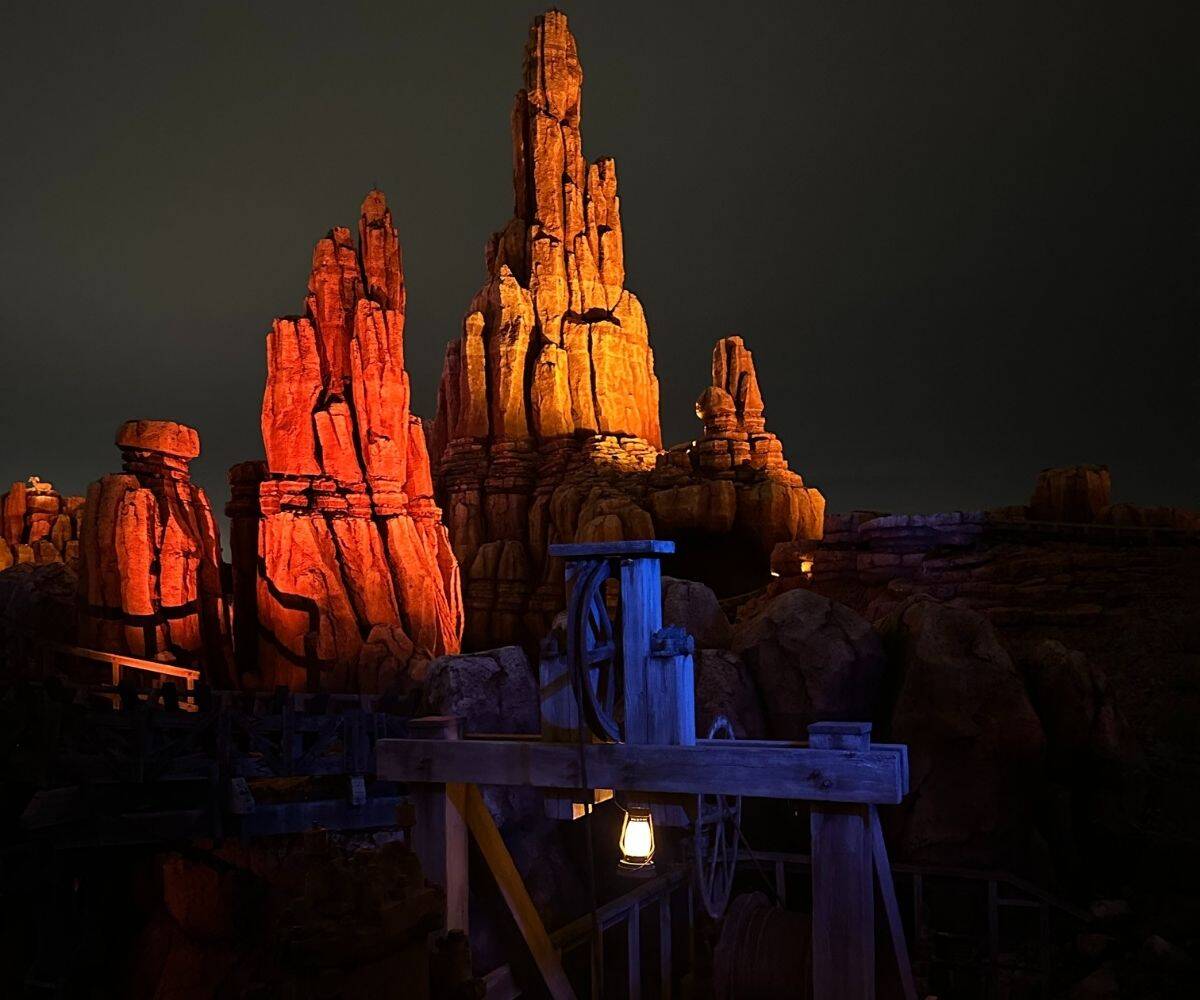 Big Thunder Mountain Railroad at Tokyo Disneyland at night