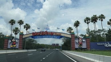 Walt Disney World entrance sign. Disney World Florida laws