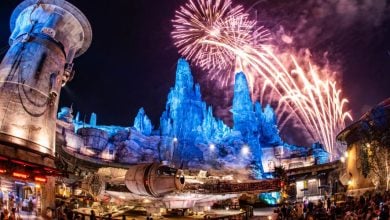 Fireworks soar above Star Wars: Galaxy’s Edge at Disneyland Park