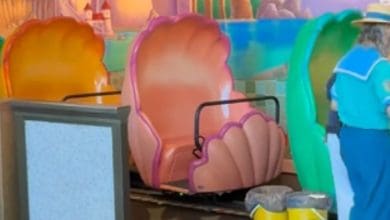 A Disney cast member cleaning up feces on the Under the Sea - Journey of the Little Mermaid ride in Magic Kingdom at Walt Disney World