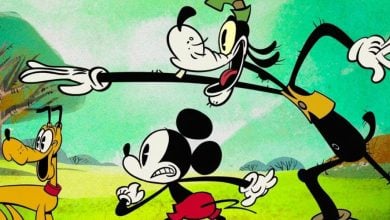 Goofy, Mickey Mouse, and Pluto in their new animation style