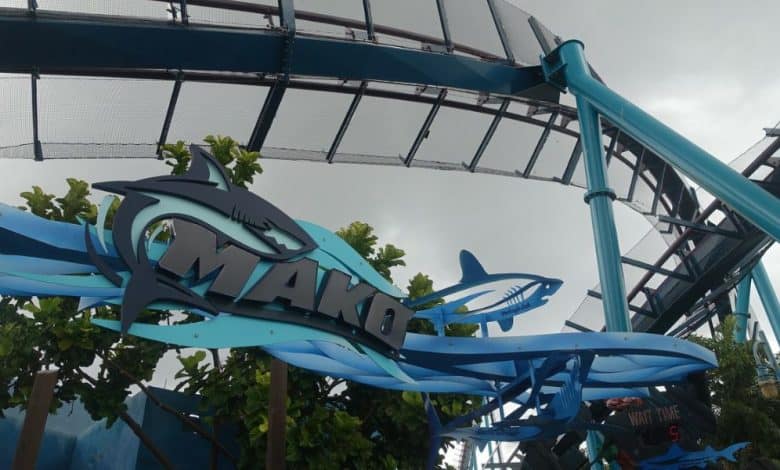Mako coaster sign at SeaWorld Orlando.