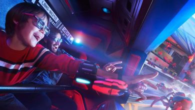 Guests don 3D glasses on Spider-Man ride at Disneyland Paris