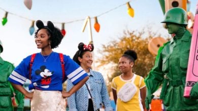 Disney World guests interact with toy soldiers in Toy Story Land in Hollywood Studios