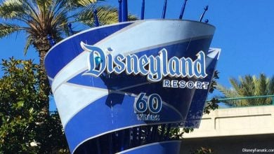 The Disneyland Resort entrance during the 60th anniversary celebration.