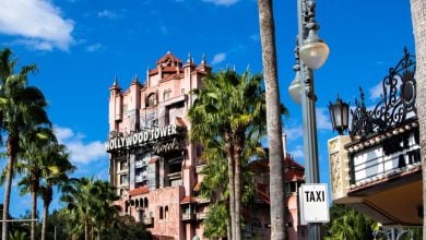 The Tower of Terror as seen from down Sunset Blvd at Disney's Hollywood Studios