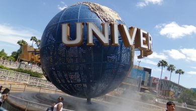 The iconic Universal Studios globe in CityWalk at Universal Orlando Resort