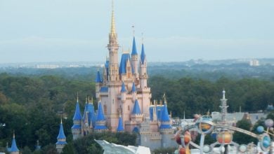 Cinderella Castle at Magic Kingdom Park as seen from Disney's Contemporary Resort.