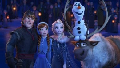 Kristoff, Anna, Elsa, Olaf, and Sven