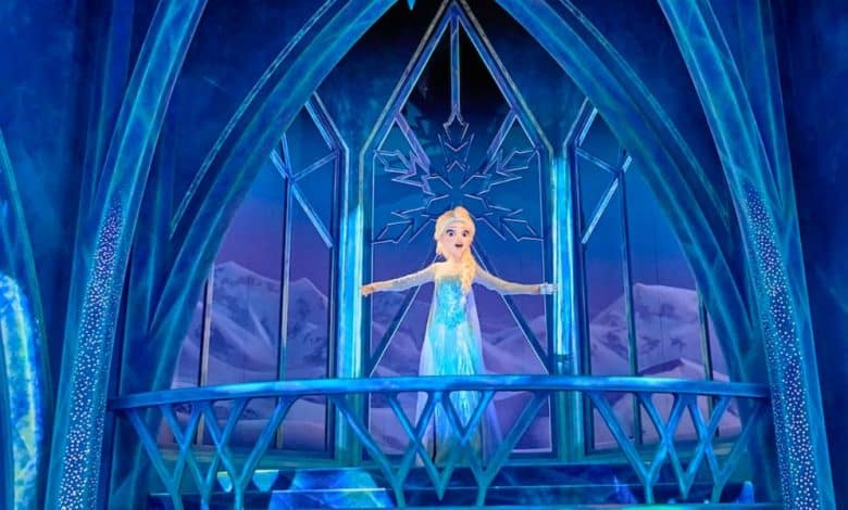 The new Elsa animatronic singing 'Let it Go' on Frozen Ever After ride in EPCOT