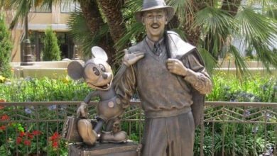 The Storytellers Statue of Walt Disney and Mickey Mouse at Disney California Adventure Park