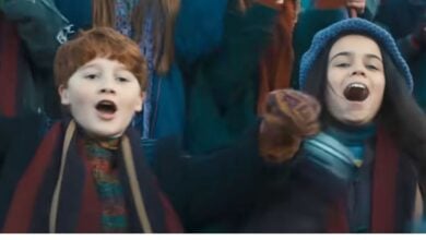 Ron and Hermione cheering at Quidditch in the new HBO 'Harry Potter' series