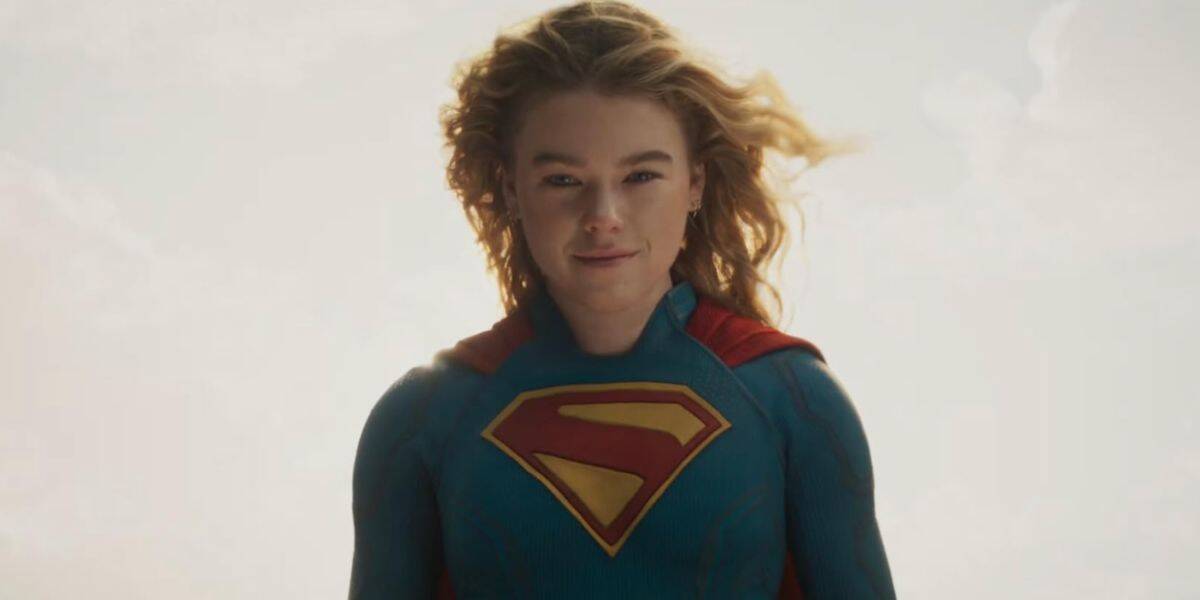 Milly Alcock as Supergirl in 'Supergirl,' floating in the air