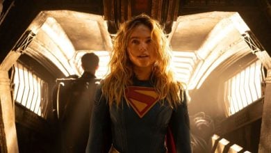 Milly Alcock as Supergirl in an aircraft in 'Supergirl: Woman of Tomorrow' film