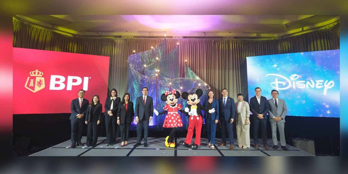 Minnie and Mickey Mouse join fans on stage, surrounded by BPI and Disney logos, celebrating a magical moment in the Philippines.