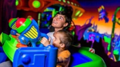 Disney guests ride Buzz Lightyear Space Ranger Spin in Magic Kingdom