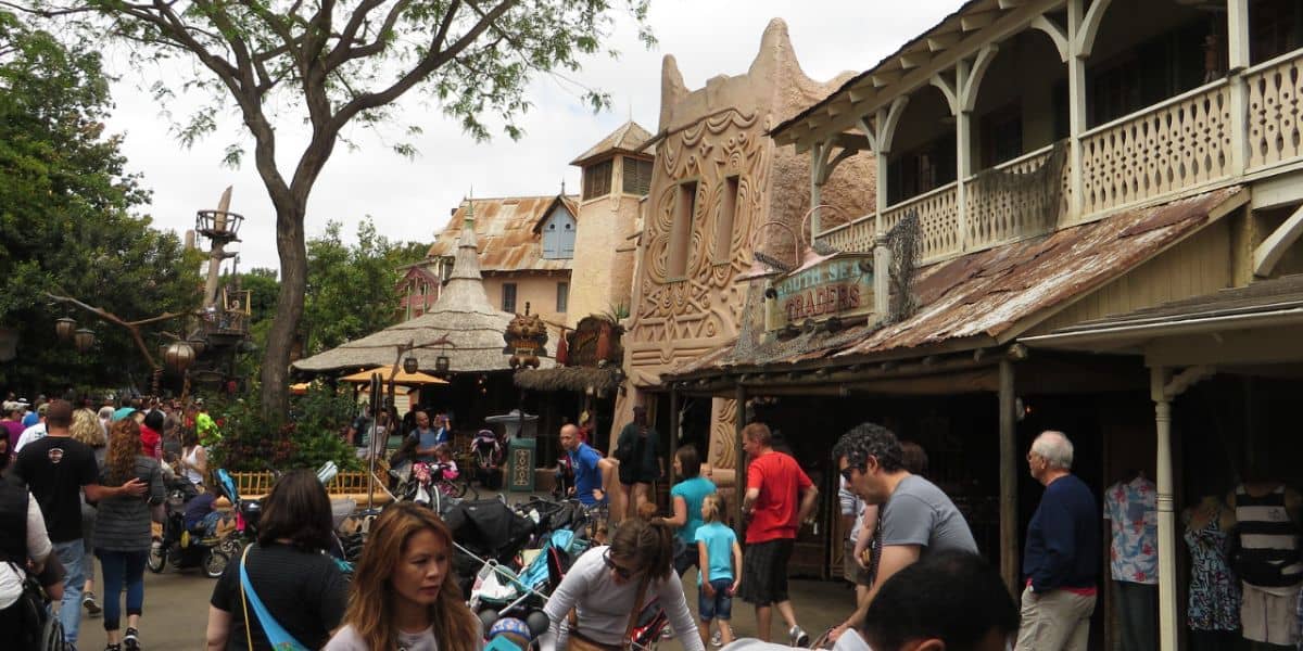 Guests explore Adventureland at Disneyland