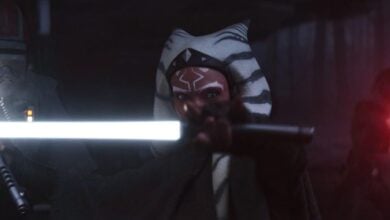 Ahsoka Tano yields lightsaber and uses the force in Disney+ star wars series