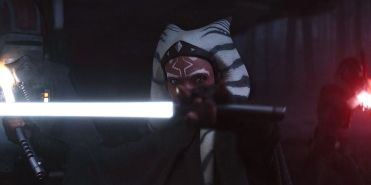 Ahsoka Tano yields lightsaber and uses the force in Disney+ star wars series