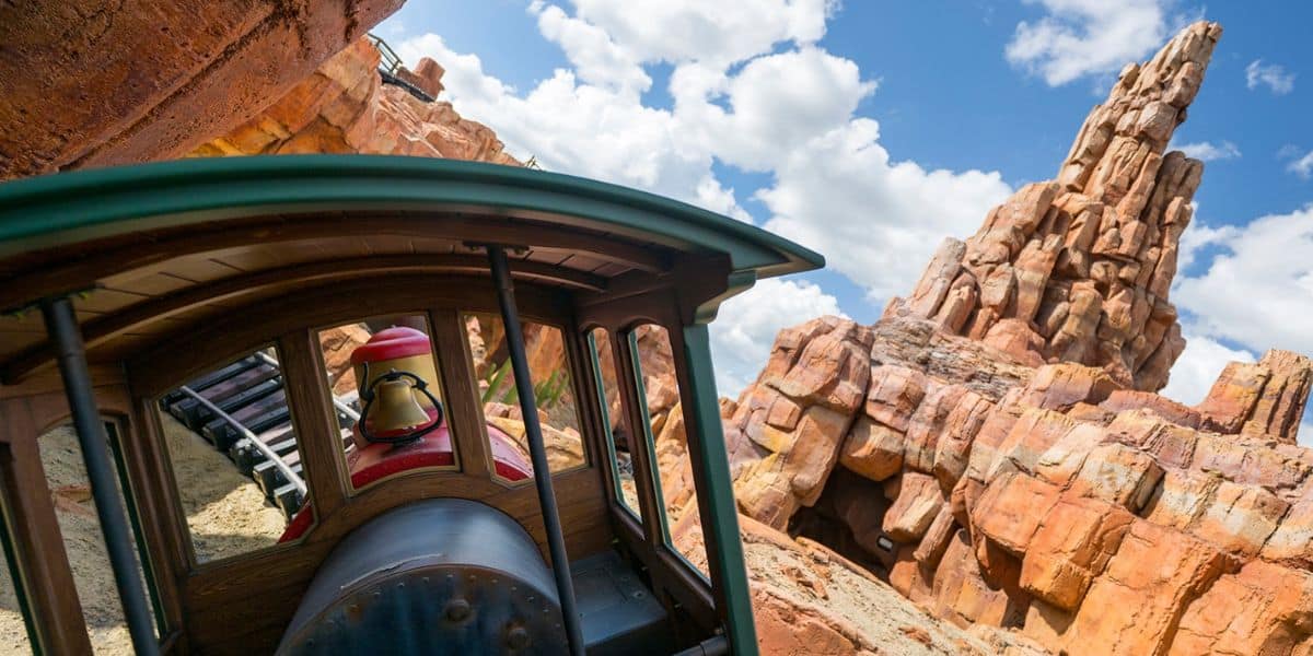 first person pov riding Big Thunder Mountain Railroad at Disney World's Magic Kingdom park