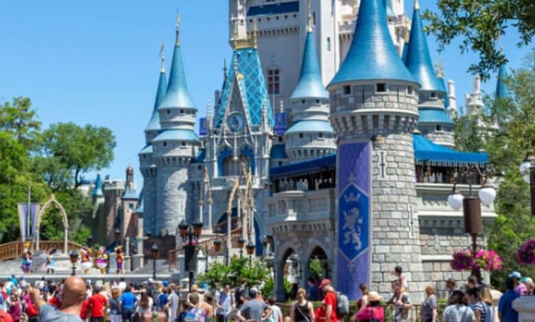 magic kingdom crowds around cinderella castle