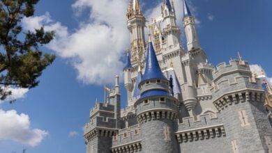 Cinderella Castle at Magic Kingdom Park, as seen from the side