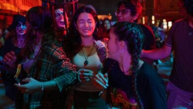 guests with scare actors at Universal Orlando's Halloween Horror Nights