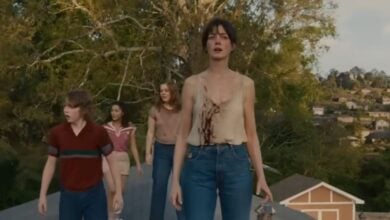 The Platt family on the roof in 'The End of Oak Street' trailer