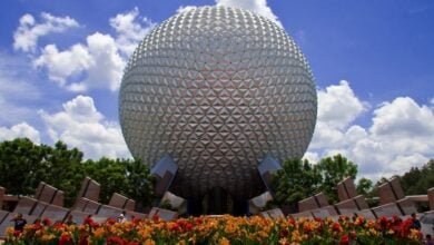 Gardens in front of Spaceship Earth at EPCOT