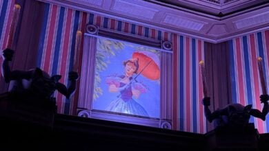 The girl with the umbrella portrait in the Haunted Mansion stretching room