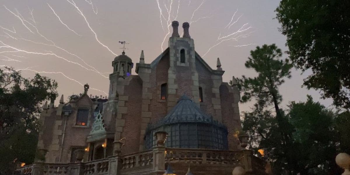 Lightning over the Haunted Mansion at Magic Kingdom park