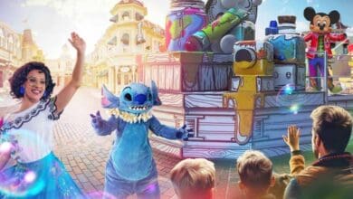 Mickey Mouse, Stitch, and other Disney characters in A Million Splashes of Colour