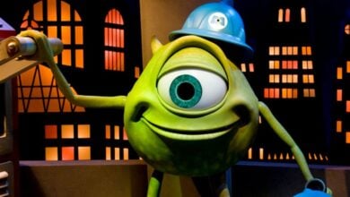 Mike Wazowski in a Monsters, Inc. work hat