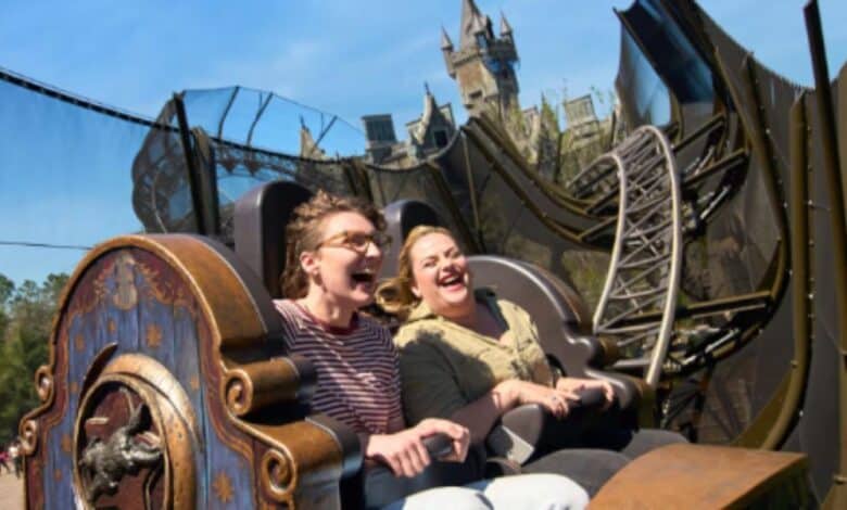 Universal's Epic Universe guests ride curse of the werewolf coaster in dark universe