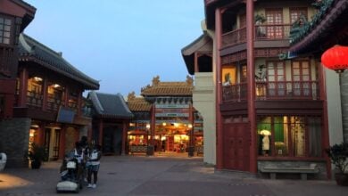 Guests explore the interior of the China World Showcase Pavilion at EPCOT