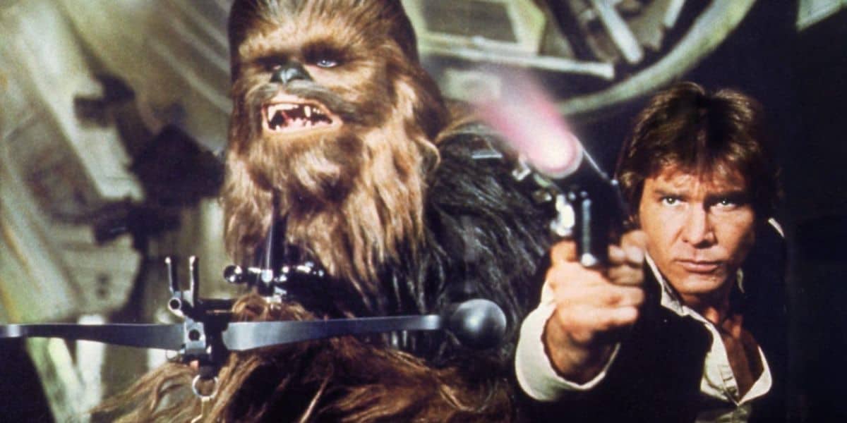 han solo and chewbacca in star wars: a new hope (1977)