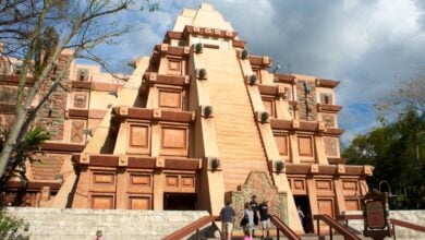 The iconic Mayan-style pyramid in the Mexico World Showcase Pavilion at EPCOT