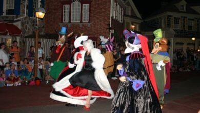 the Disney Villains walking in Mickey's Boo-To-You Halloween Parade