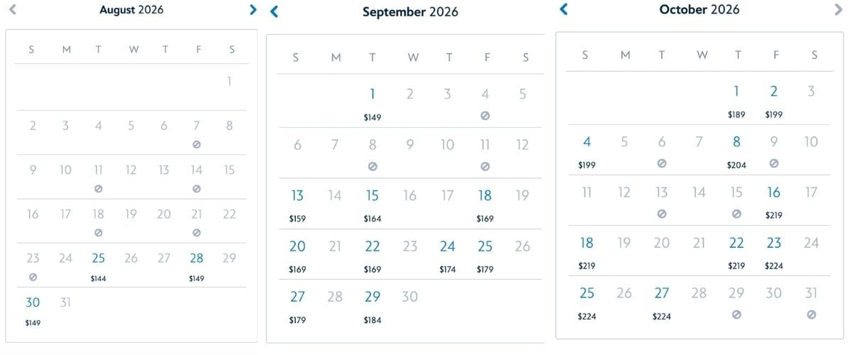 The available Mickey's Not So Scary Halloween Party dates as of August 18 2026