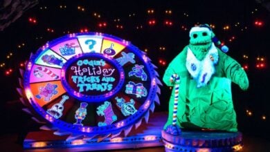 Oogie Boogie during Haunted Mansion holiday overlay in Disneyland