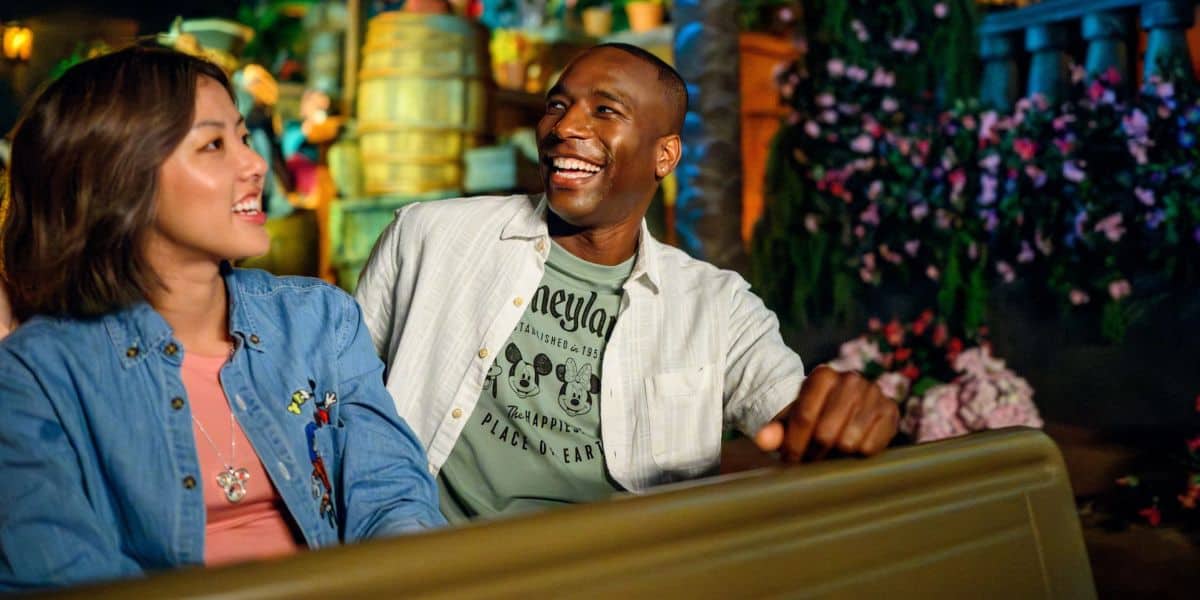 Guests ride Pirates of the Caribbean at Disneyland