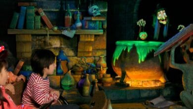 Kids ride Snow White's Adventures at Tokyo Disneyland